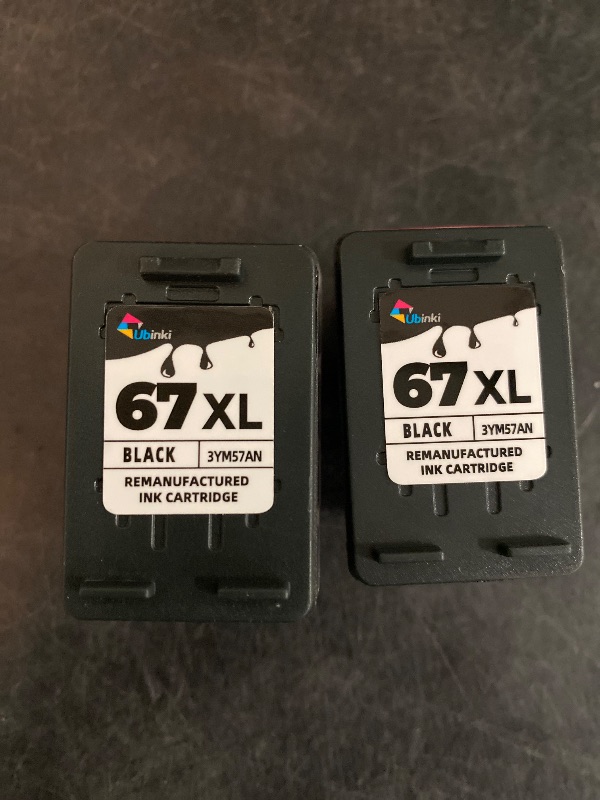 Photo 2 of 67XL Black Ink Cartridge Replacement for HP 67 Black Ink Cartridge HP67 XL HP67XL for 2700 2700e 2752 2752e 2742e 2755e 4100 4100e 4152e 4155e 6000 6055e 6400 6458 6458e 6455e Printer(2 Pack)