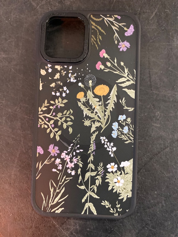 Photo 2 of  Enhanced Magnetic for iPhone 12 Case,iPhone 12 Pro Case with Screen Protector,Wireless Charging Compatible,Shockproof Matte Cover - Cute Floral Design for Women - Nice Flower Leaves