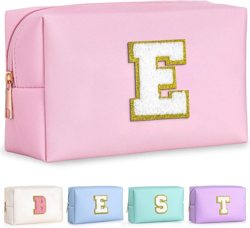 Photo 1 of Christmas Gifts for Women - Christmas Gift Basket, Christmas Birthday Gift Baskets for Women Makeup Bag (Pink Letter E)
