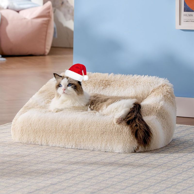 Photo 1 of Lesure Cute Cat Couch Bed - Furry Indoor Cat Sofa Large, Washable Calming Small Dog Beds for Puppy with Fashion Design