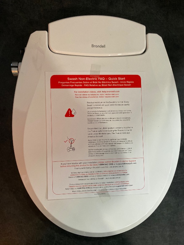 Photo 2 of Brondell Bidet Toilet Seat Non-Electric Swash Seat, Fits Round Toilets, White – Dual Nozzle System, Ambient Water Temperature – Bidet with Easy Installation