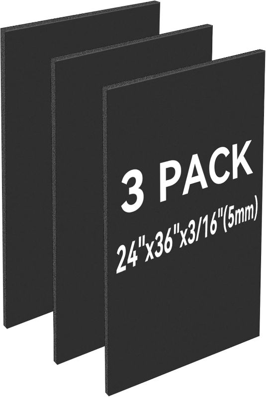 Photo 1 of 3 Pack Black Foam Board 24"x36", 3/16" Thick Foam Core Board for Projects, Black Poster Board for Painting, Displaying, and Craft Projects