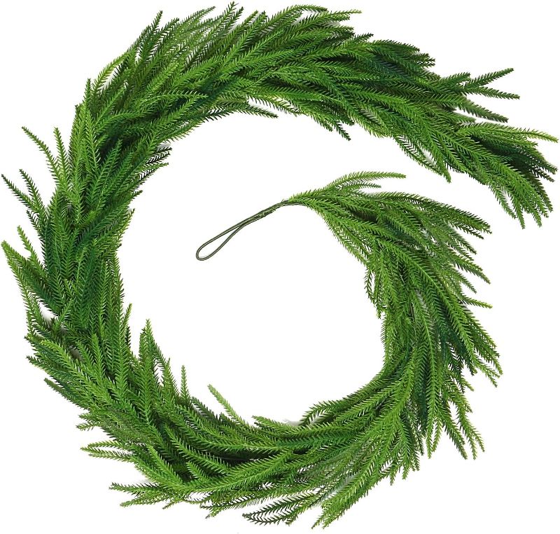 Photo 1 of Cedar Garland Realistic Artificial,Christmas Garland for Mantle 6ft,Real Touch Norfolk Pine Garland, Faux,Wreath,Pine Garland for Decoration,Evergreen Garland,Norfolk Garland,Indoor Outdoor