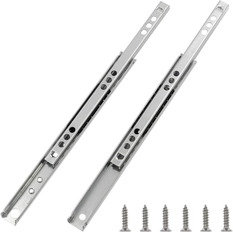 Photo 1 of 6 Pairs Metal 7.2 Inch Drawer Slides, Ball Bearing Two Way Slide Track Rail 0.7 Inch Wide