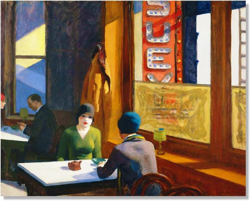 Photo 1 of Edward Hopper Canvas Prints - Chop Suey Poster, Canvas Wall Art Vintage Picture, Modernist Artwork Poster, Fine Art Prints Wall Decor for Living Room Bedroom Unframed(COLOR 7,12x15in/30x38cm)