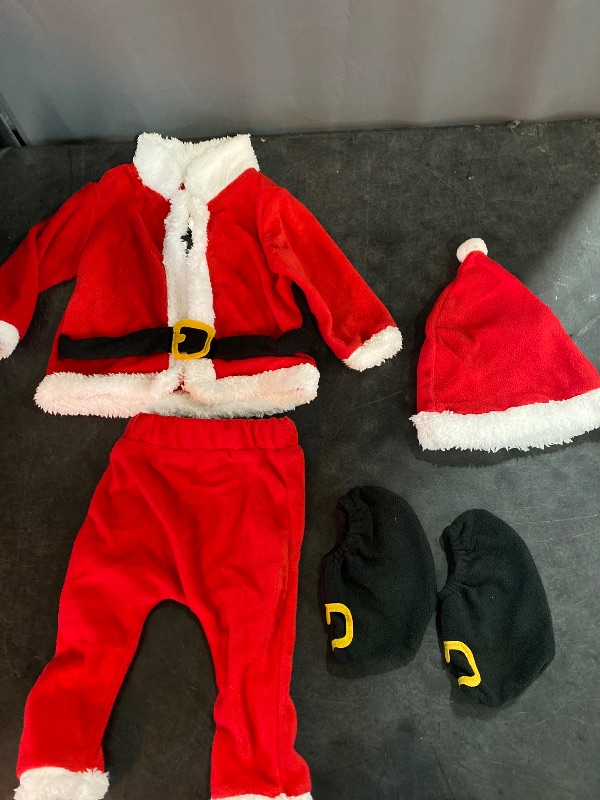 Photo 2 of Baby Boys Girls Christmas Santa Claus Costume Outfit Tops+Pants+Hat+Socks 4Pcs Set Winter Holiday Party Costume