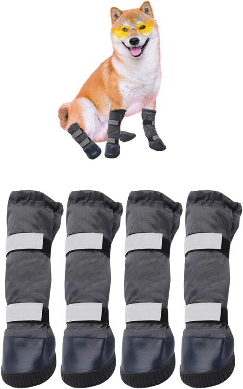 Photo 1 of Dog Rain Boots with Waterproof Material , Dog Winter Boots Keeps Your Pet Warm, Reflective Straps and Anti-Slip Sole, Dog Snow Boots for Snowy Day( 4PCS/Set )