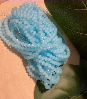 Photo 1 of 1250 Pcs Wholesale Porcelain Crystal Glass Beads Strand Spacer Beads Briolette Round Rondelle Shape Assorted Color with Elastic String for Jewelry Making (Blue, 4mm)