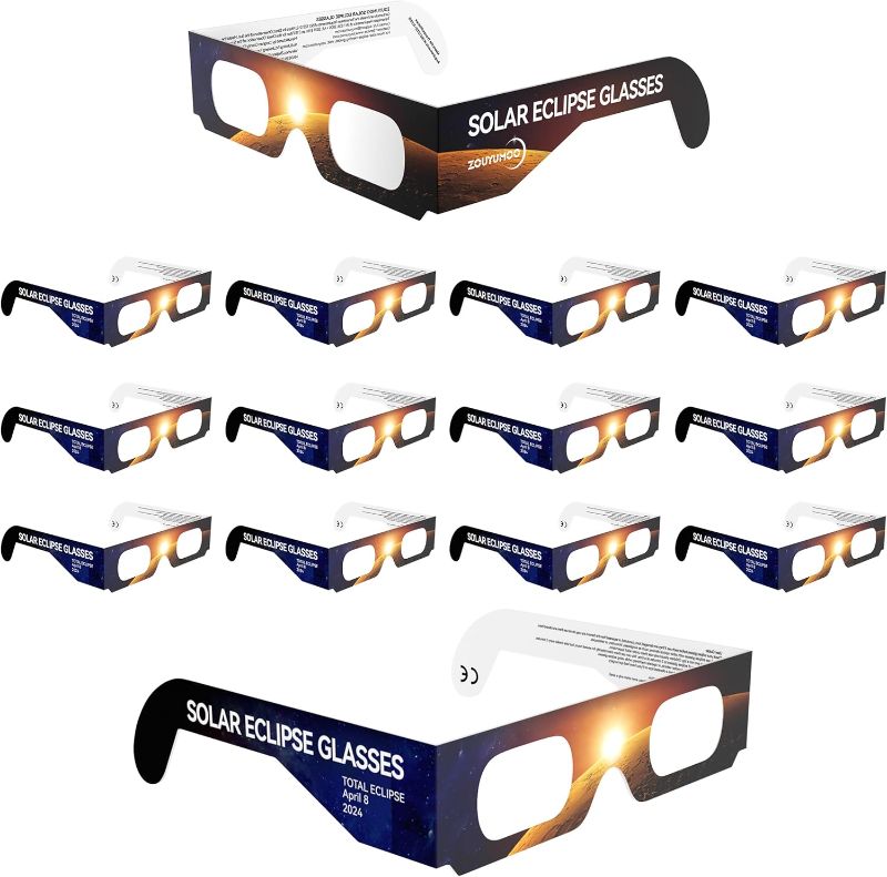 Photo 1 of 14 Pack Paper Eclipse Glasses ISO 12312-2:2015(E) & CE Certified Solar Eclipse Glasses, Safety Solar Eclipse Viewing, Direct Sun Observation