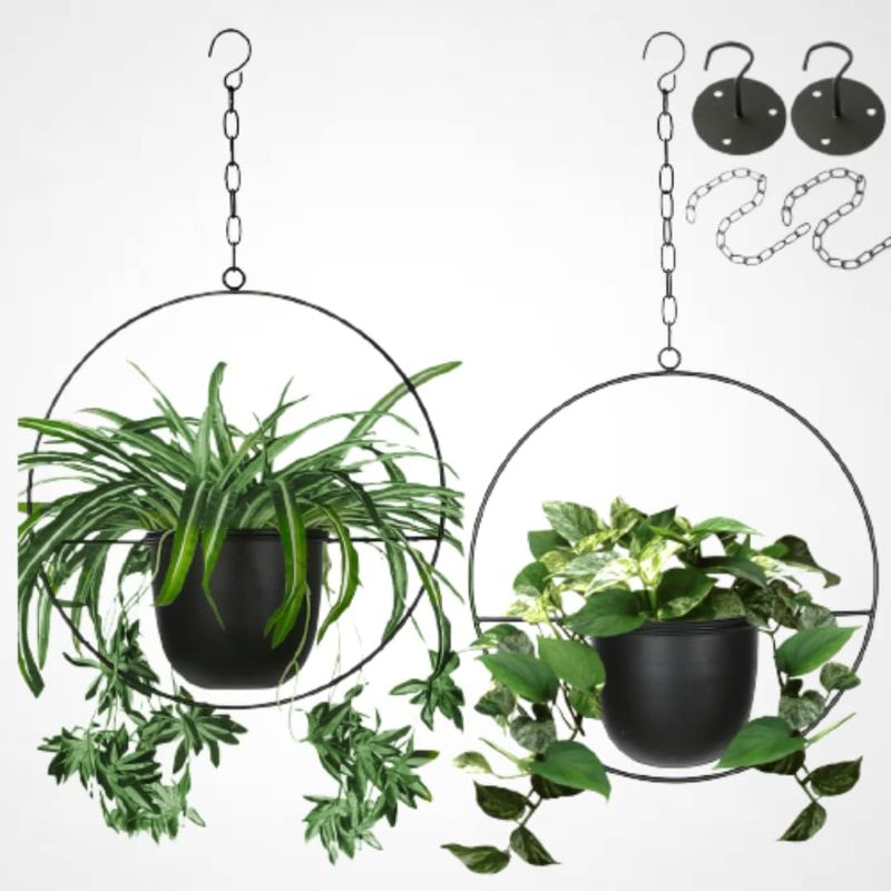 Photo 1 of 2 Pack Hanging Planters for Indoor Plants with 5.5" Pot (Detachable) + Hook + Chain | Hanging Planters Indoor, Ceiling Planters, NO Plant included