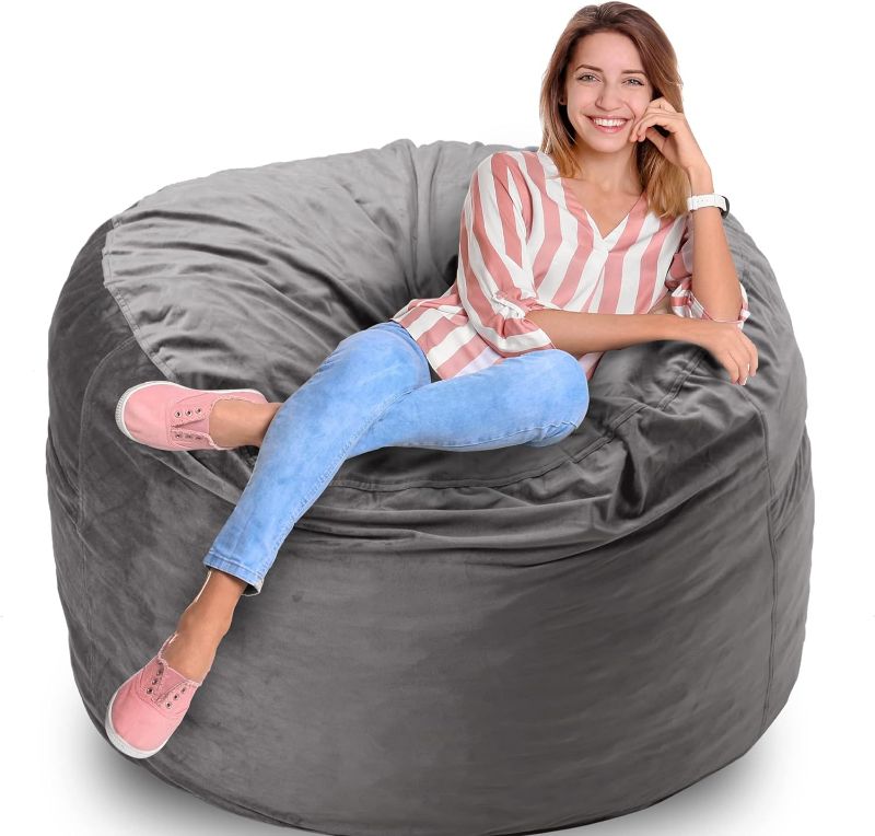 Photo 1 of Homguava 3FT Bean Bag Chair Bean Bag Chairs for Adults Bean Bag with Filler Big Beanbag Chair for Gaming Large Memory Foam Bean Bags with Dutch Velet Cover for Living Room Bedroom, (36×36×24")-Blue