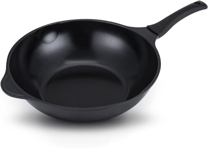 Photo 1 of Nonstick Frying Wok Pan, Ceramic Coating, 13 inches, Detachable Resin Handle, Black, Made in Korea, PFOA Free Safe