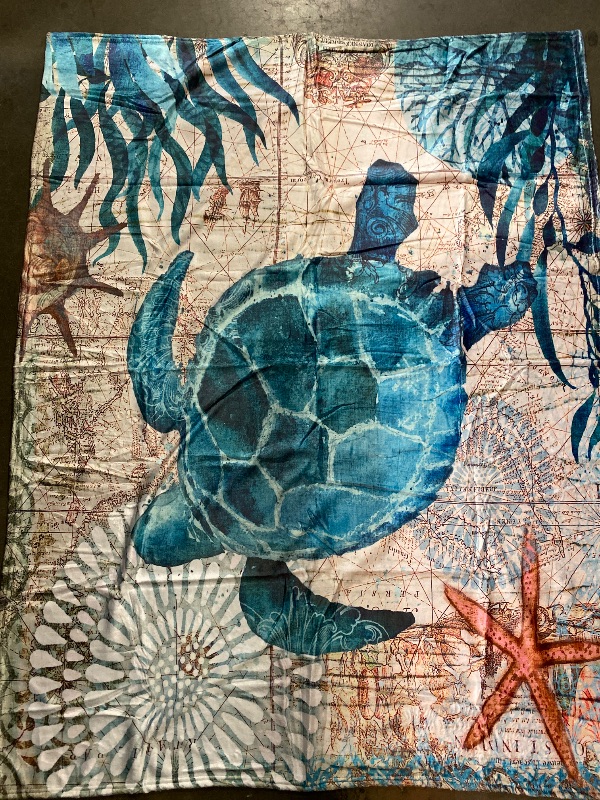 Photo 2 of Ultra Soft Flannel Fleece Bed Blanket Sea Turtle Ocean Animal Landscape Throw Blanket All Season Warm Fuzzy Light Weight Cozy Plush Blankets for Living Room/Bedroom 40 x 50 inches