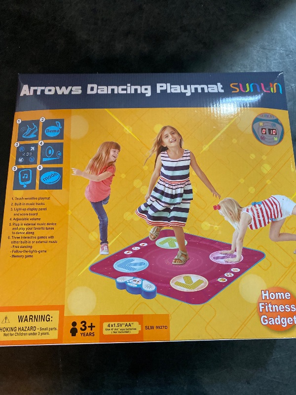 Photo 3 of SUNLIN Dance Mat Toys, Birthday Gifts for Girls Kids Age 3 4 5 6 7 8 Year Old | Dance Pad with 4 Game Modes, Light Up Indicator, Built-in & Aux Music, Adjustable Volume, Gifts Toys for Girls 3-12