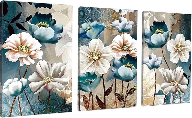 Photo 1 of 3 Packs Paint by Number for Adults Beginners on Canvas, Paint by Numbers Flowers, Flower Painting by Number Perfect for Gift Home Wall Decor(3 Pack,12x16inch)