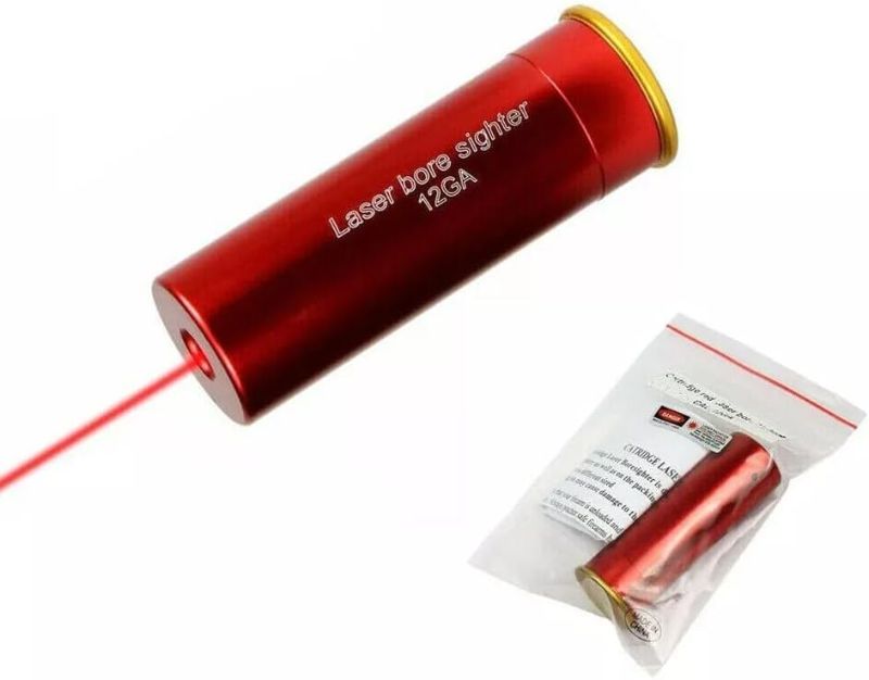 Photo 1 of Bore Sight 12 Gauge Laser Red Dot Boresighter, 12GA Red Dot Laser Bore Sight in-Chamber Cartridge Laser with 2 Sets of Batteries