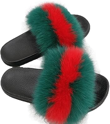 Photo 1 of Size 7 Women Real Fox Fur Slippers Slides Flat Soft Summer Shoes