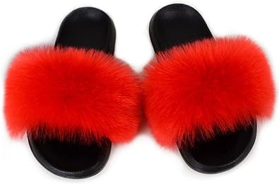 Photo 1 of Size 10 Women's Women's Fur Flats slides sandals Slippers Furry Fuzzy Cozy Open Toe Fluffy Slides Slippers Fur Feather Slip On Shoes