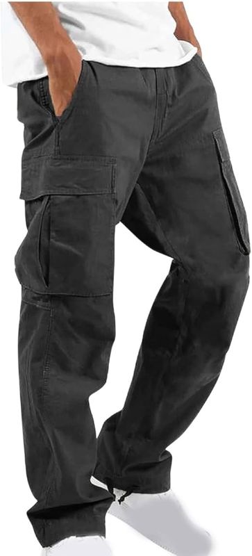 Photo 1 of S Mens Loose Fit Stretch Cargo Pant Elastic Waist Wide Leg Twill Pants Outdoor Hiking Tactical Trousers