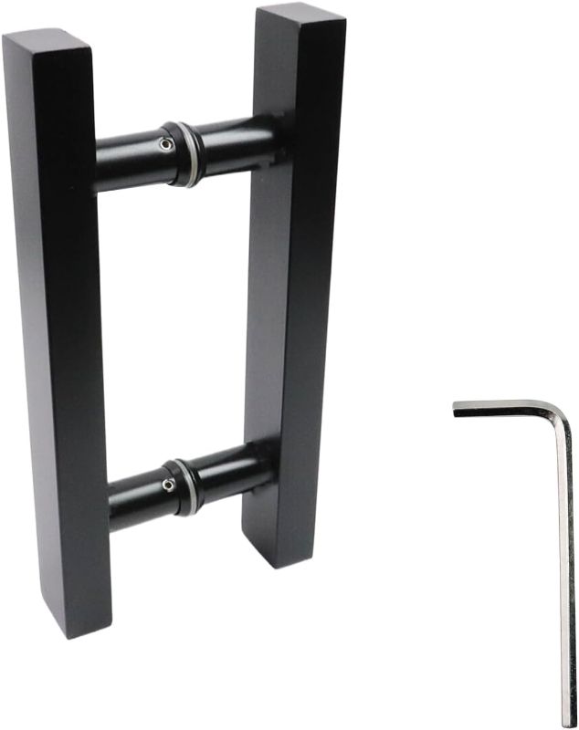 Photo 1 of Double Sided Push Pull Handles Sliding Door Hardware Barn Door Shed Door Handles Black 7-Inch Hole Centers