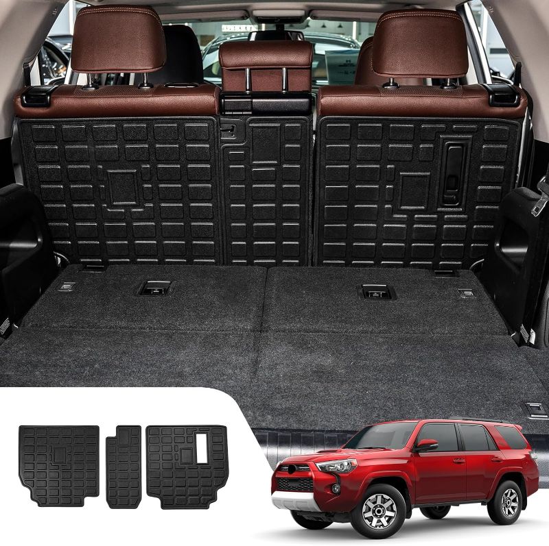 Photo 1 of Back Seat Cover Compatible with 2010-2024 Toyota 4 Runner 7 Seat Kick Mats TPE All Weather Back Seat Cover Protector 2023 4Runner 7-Seater Accessories (2nd Row Backrest Mats)