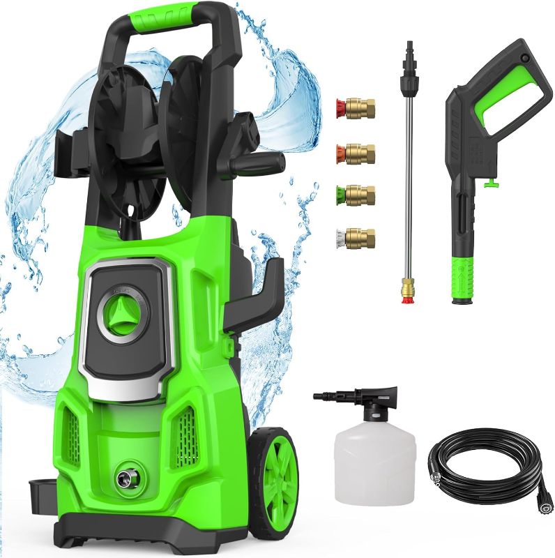 Photo 1 of Electric Pressure Washer, SWIPESMITH, Power Washer Machine with Hose Reel,4 Quick Connect Nozzles, Foam Cannon, for Cars, Patios, and Floor Cleaning