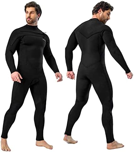 Photo 1 of M-L MWTA Men's Surfing Wetsuit, Chest Zip Fullsuit, Premium 5/4mm for Cold Water, Neoprene Surf Suit W/GBS, Full Body Wetsuit for Snorkeling & Swimming