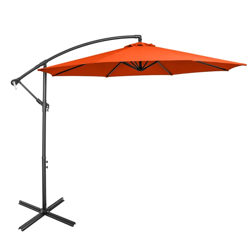 Photo 1 of Costway 10 FT Patio Offset Umbrella w/8 Ribs Cross Base Tilt Orange