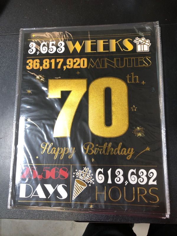 Photo 2 of 70th Birthday Decorations Large Happy 70th Birthday Card for Men Women, Jumbo Black Gold Birthday Greeting Card for Her Him Cheers to 70 Years Old Birthday Gifts