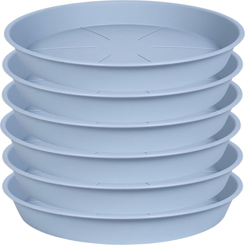 Photo 1 of 6 Pack of Plant Saucer Tray 4 6 8 10 12 14 17 19 22 25 inch, Heavy Duty Plastic Pot Plant Drip Trays Saucers for for Indoors Outdoor, Plant Water Tray for Planters 3-5" (4", Light Gray)
