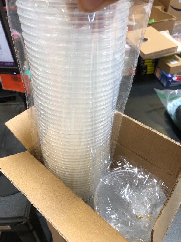 Photo 2 of 100 CT 16 OZ CLEAR PLASTIC CUPS 