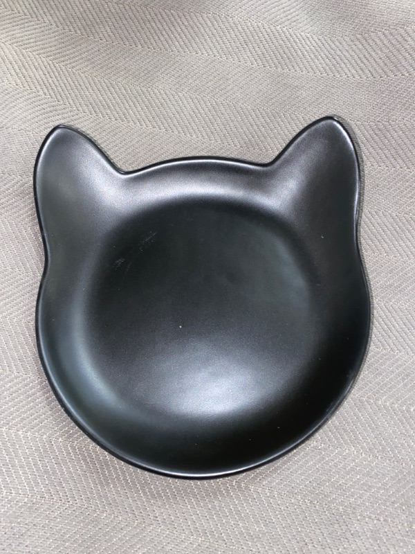 Photo 1 of Cute Cat Shaped Ceramic Cat Food Bowl for Indoor Cats Whisker Friendly Cat Feeding Bowl Cat Dishes for Food