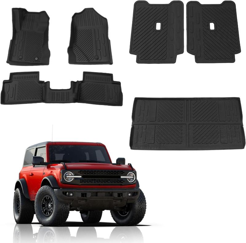 Photo 1 of Rongtaod Floor Mats Compatible with 2021-2024 Ford Bronco 2 Door Floor Mats Cargo Liner Rear Trunk Mat 2023 Bronco Accessories (Trunk Mat+Backrest Mats+Floor Mats)
COMPLETE**6PCS