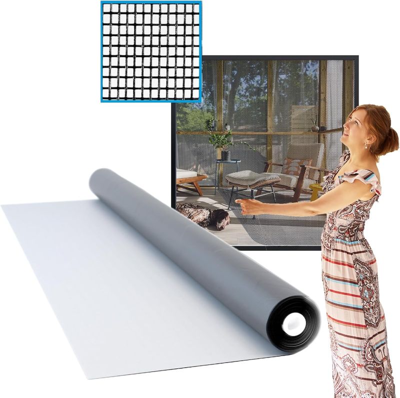 Photo 1 of Docazoo DocaScreen Window Screen Replacement - 36 Inch x 100 Feet - DIY for House Windows, Door, Pool, Porch or Back Patio - Easy to Cut Fiberglass Roll Screen Door Mesh - Gray
