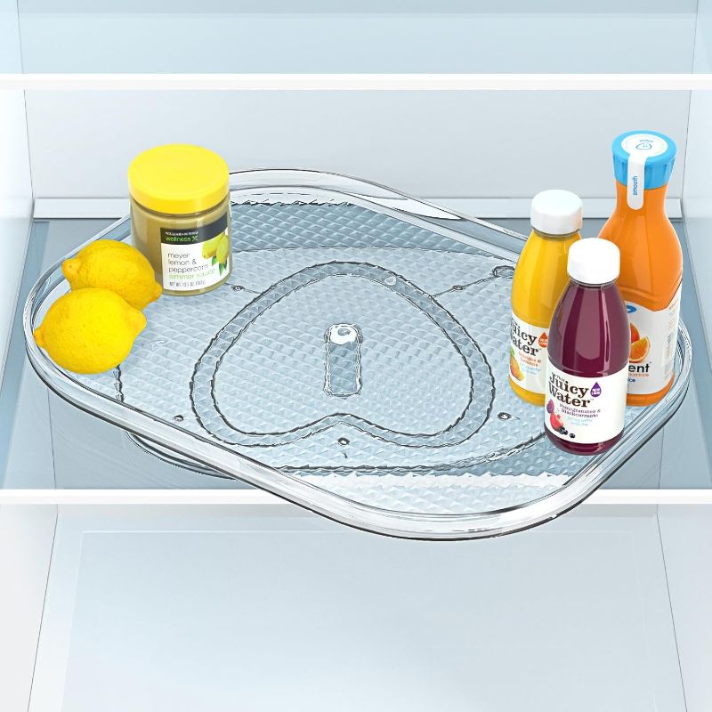 Photo 1 of Lazy Susan Turntable Organizer - Fits Most Refrigerators, Rectangle Turntable Rack Spice Organizing, Heartspin Lazy Susan Organizer for Fridge, (Large)
