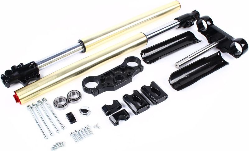 Photo 1 of CNCEST 29" Pair Front Fork Shocker for 110CC 125CC Dirt Pit Bike, Complete Front Forks Set 45mm/48mm Upside Down Front Fork Suspension Shocks Absorber and Triple Clamp Handlebar Riser Set
