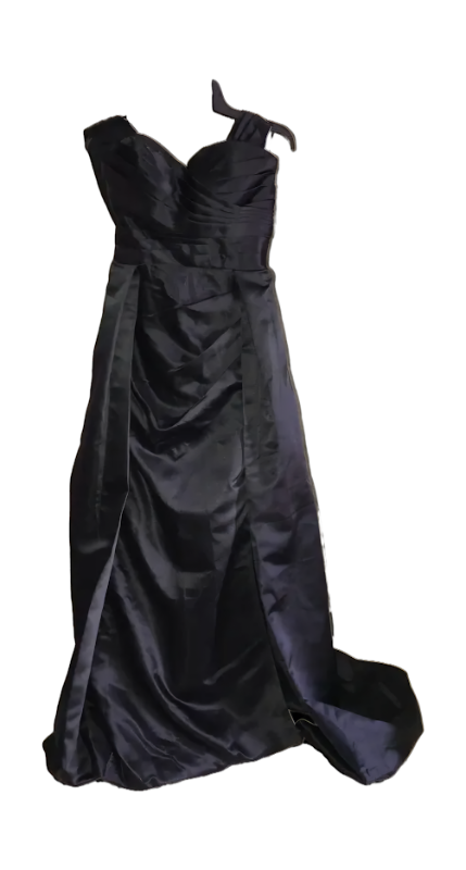 Photo 1 of S/M Black Bridal Gown Zip Up & Small Corset With Multi Slit Flare - Double Shoulder Or Off The Shoulder Worn - Slimmer Internal Floor Length With Leg Slit With Outside A-Line Style Flare Split Middle 