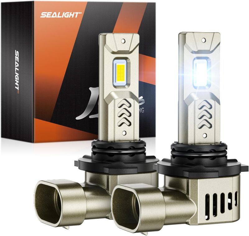 Photo 1 of SEALIGHT 9006/HB4 Fog Bulbs, 9006 Driving Bulb 34000LM Super Bright 6500K Cool White, L2S Real 1:1 Stock Size Easy Plug-N-Play, IP68 Waterproof HB4 Fog Lights, Pack of 2
