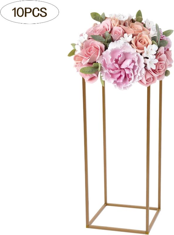 Photo 1 of 8 Pcs Gold Wedding Flower Stand Vase Column,Wedding Centerpiece Stand,Table Centerpieces for Party Event
