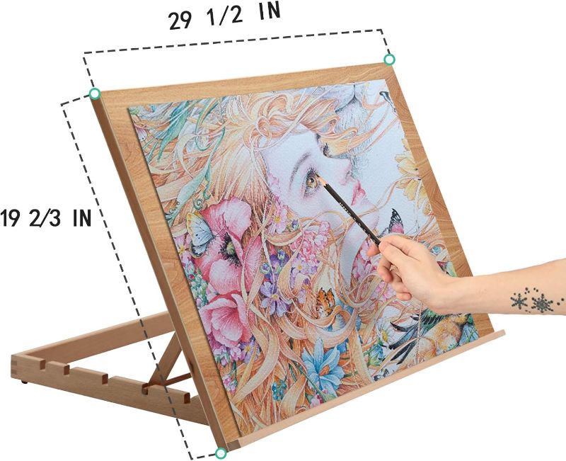 Photo 2 of Falling in Art Extra Large 5-Position Wood Drafting Table Easel Drawing and Sketching Board, 29 1/2 Inches by 19 2/3 Inches
