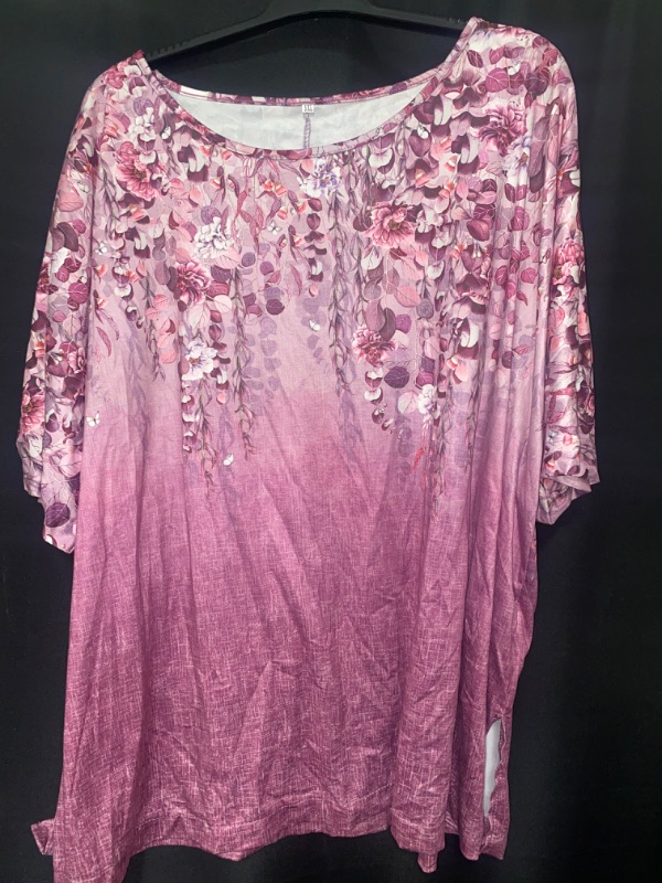 Photo 1 of 5XL MAGENTA CASUAL FLORAL SHIRT FOR WOMENS 