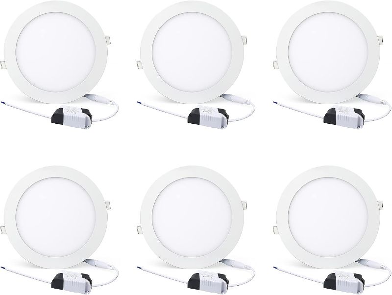 Photo 1 of 6.5 Inch LED Recessed Light Ultra-thin Ceiling Panel 3000K Wafer Downlight 12W Eqv 100W Warm White 960LM Brightness ROHS Certified PACK OF 6 COMPLETE SET**
