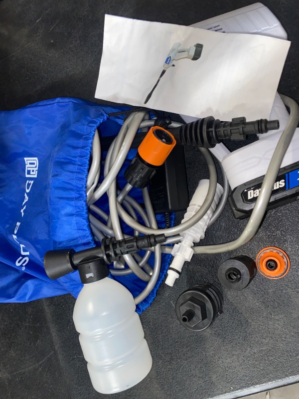 Photo 2 of Cordless Pressure Washer Car Power Washer 3-Speed Pressure 652PSI with 2pcs 3000mAh Batteries, Extension Rod, Adjustable Nozzle, 300ml Foam Pot, 16.4ft Hose with Filter and Storage Bag