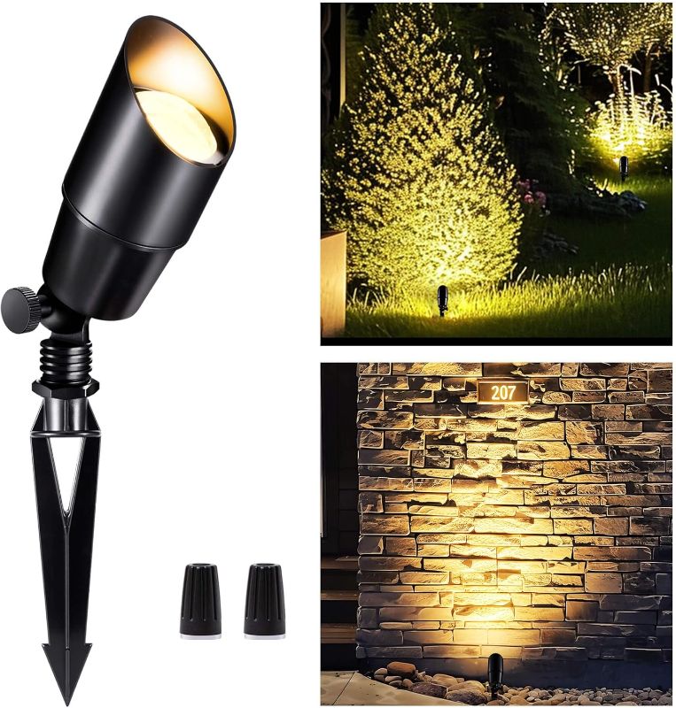 Photo 1 of Low Voltage Spotlight, Black Outdoor LED Landscape Light, 12V Waterproof Aluminum Uplight for House Tree Yard Without MR16 Bulb