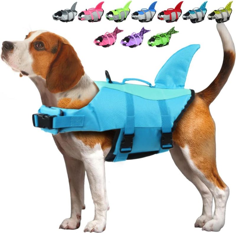 Photo 1 of MEDIUM Dog Life Jacket, Ripstop Dog Lifesaver Vests with Rescue Handle for Small Medium and Large Dogs, Pet Safety Swimsuit Preserver for Swimming Pool Beach Boating