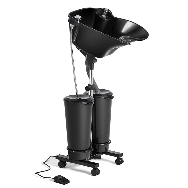 Photo 1 of Artist hand Adjustable Portable Shampoo Bowl with Electric Pump, Hair Washing Station,Includes 2 Buckets, Drain Hoses,High-Pressure Sprayer, Foot Pedal Switch
