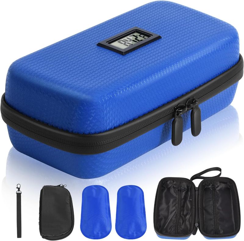 Photo 1 of 24-Hour Insulin Cooler Travel Case/with Thermometer Display - TSA-Approved Diabetic Medication Organizer Bag with Two Ice Packs for Refrigerated Medicine