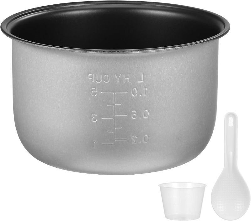 Photo 1 of Rice Cooker Liner 1.5QT/5 Cups Capacity Aroma Rice Cooker Inner Pot Replacement Rice Cooker Power Cooker Inner Aroma Rice Cooker Cup Replacement Power Pressure Cooker Inner Pot Olla Aluminum Alloy
