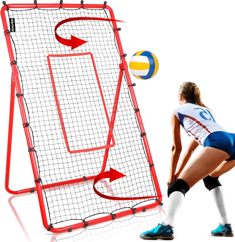 Photo 1 of BLUE**Volleyball Rebounder, 6-Angle Adjustable 4x7 FT Volleyball Rebounder Net with Steel Frame & High-Tension PE Netting, Volleyball Rebounder Bounce Back Net Practice for Setting Spiking Bumping
