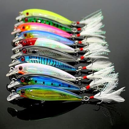 Photo 1 of 10PCS Minnow Fishing Lures Kit Minnow Lures Minnow Crank Bait Fishing Tackle Hooks Topwater Baits for Bass Trout Saltwater/Freshwater
